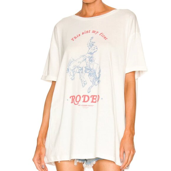 NEW The Laundry Room This Ain't My First Rodeo Oversized Tee Super Bright White - Picture 2 of 4